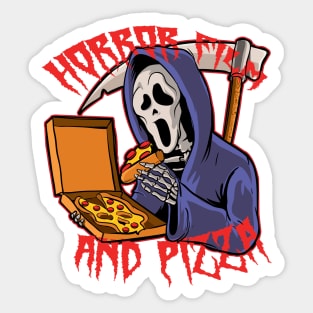 Horror Movie and Pizza ( Creepy Halloween Vibe ) Sticker